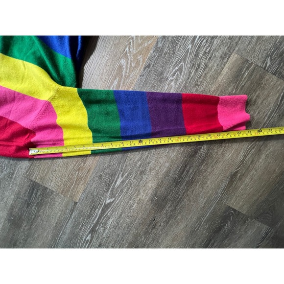 New York & Company Cardigan Womens XL Rainbow Stripe Good Open Front Longline - Picture 6 of 7